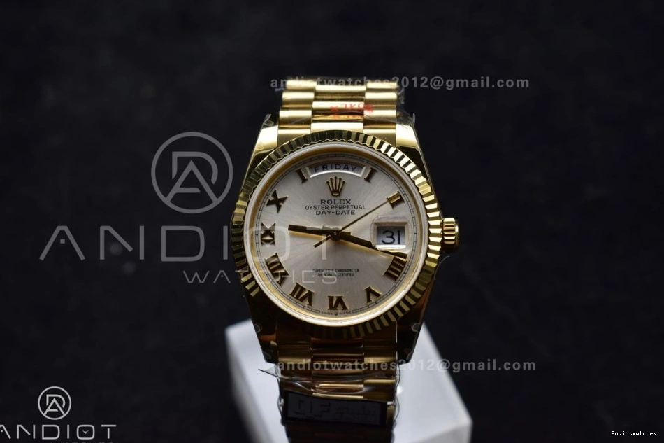 Markers President Weight) Silver 904L with YG on Bracelet 36 699 Best Durable DayDate Steel Dial Edition Roman V5 (Gain QF vr3255 0903